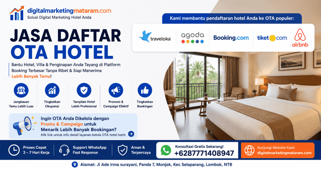 Jasa Daftar OTA Hotel di Lombok