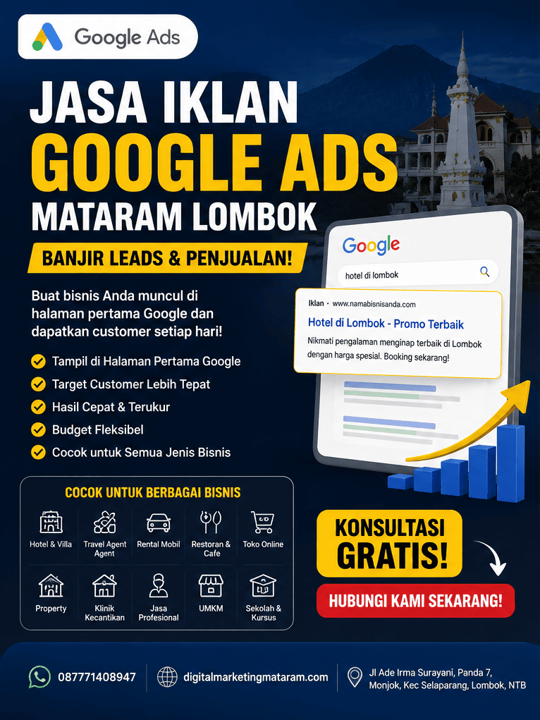 Jasa Iklan Google di Mataram, Lombok, Nusa Tenggara Barat